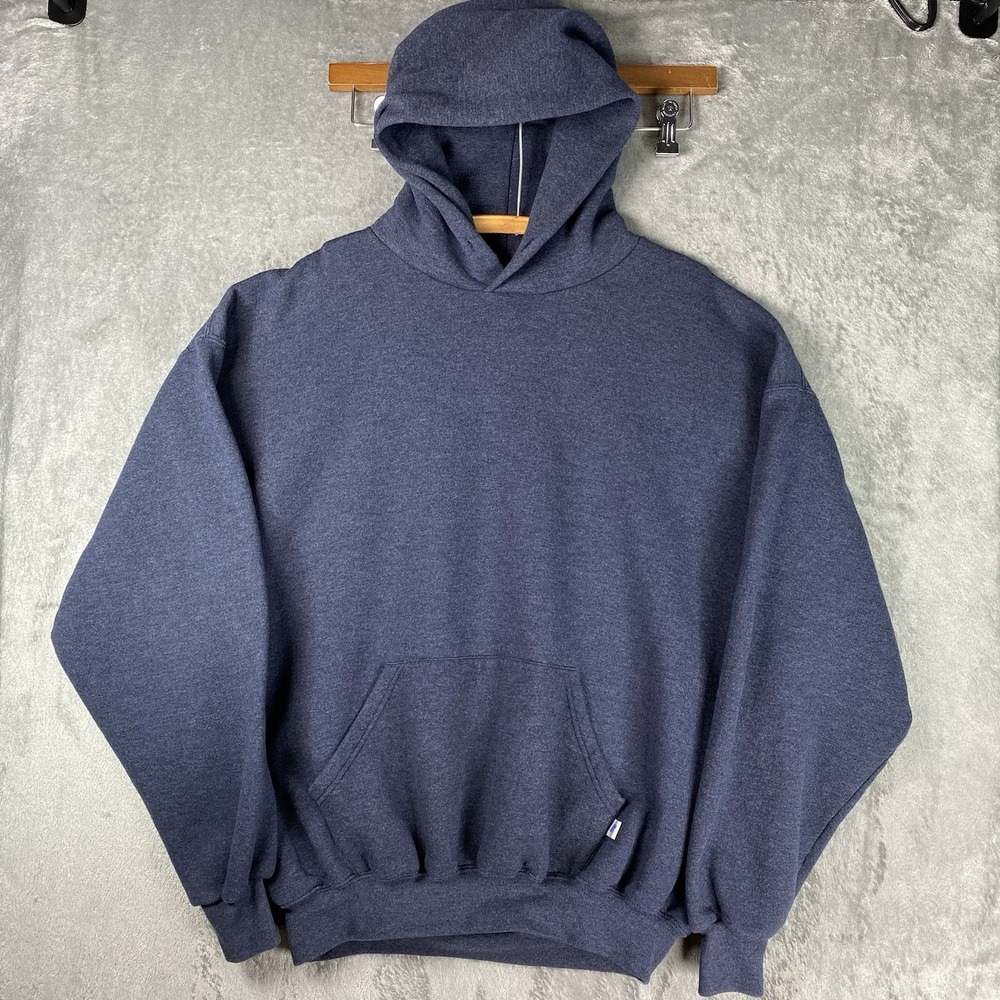 Vintage Russell Athletic Hoodie Mens XXL Blue Blank Pullover Y2K 90s Skater